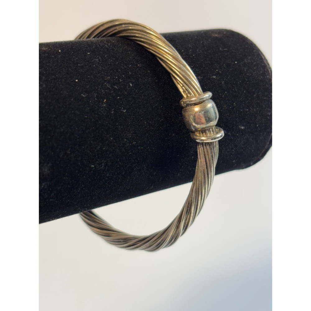 Vintage Bracelet‎ in Silver Tone Banded Wire Maximalist Retro Style